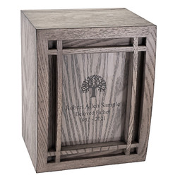 Mission Photo Wood Urn with Optional Engraving on Front