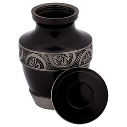 Regent Black Keepsake Urn - Shown with Lid Off