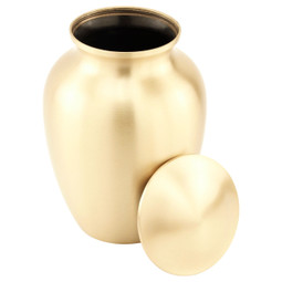 Simple Gold Cremation Urn Small - Shown With Lid Off