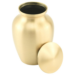 Simple Gold Cremation Urn Extra Small With Lid Removed