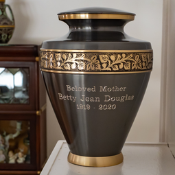 Cambria Brass Cremation Urn - Engraved Sample Shown