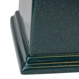 Grant Cultured Marble Urn- Dark Green - Close Up View of Corner