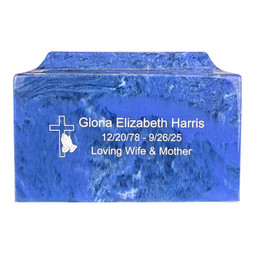 Mystic Blue Classic Cultured Marble Urn - Engraved Option