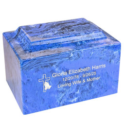 Mystic Blue Classic Cultured Marble Urn - Engraved Option
