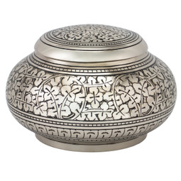 Leaves of Silver Round Urn Medium