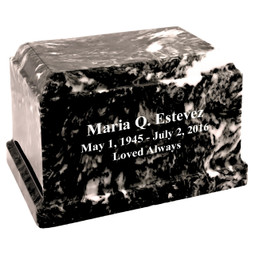 Ebony Cultured Marble Urn with Optional Engraving