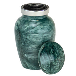 Aqua Harbor Keepsake Urn with Lid Removed