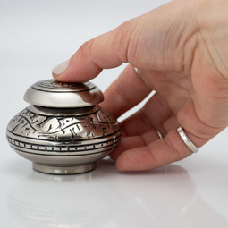 Leaves of Silver Round Keepsake Urn