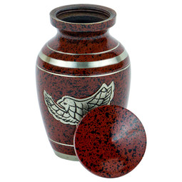 Silver Eagle Keepsake Urn - Red shown with Lid Off
