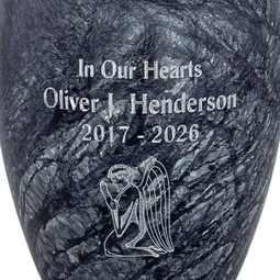Dark Blue Harbor Cremation Urn - Engraving Option Close Up View