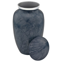 Dark Blue Harbor Cremation Urn - Shown with Lid Off