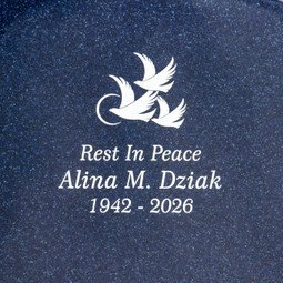 Indigo Cultured Marble Urn - Optional Engraving Close Up
