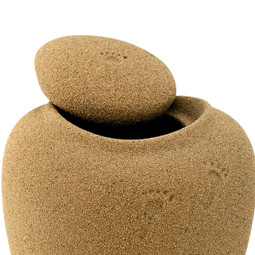 Footprints Urn Lid Off Close Up