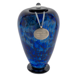 Bluefire Hand Blown Glass Cremation Urn - Shown with Pendant Option