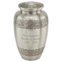 Elegant Pewter Urn for Ashes - Shown with Optional Direct Engraving