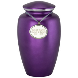Dark Amethyst Cremation Urn - Shown with Urn Pendant Option