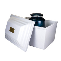 Fortress Urn Vault - White - Shown with Sample Urn