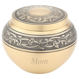 Gold Engraved Round Extra Small Urn - with Optional Personalized Engraving