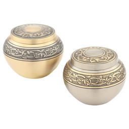Engraved Round Extra Small Urns - Two Finishes Available