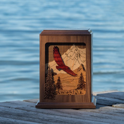 Soaring Eagle Inlay Wood Cremation Urn