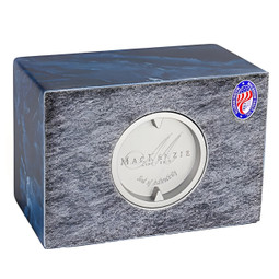 Navy Classic Cultured Marble Urn - Bottom Opening Shown