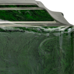Claremont Cultured Marble Cremation Urn - Dark Green Close Up