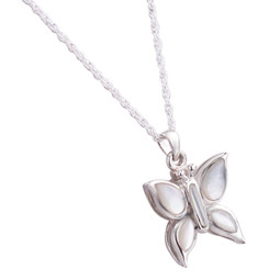 Butterfly Mother of Pearl Pendant and Necklace for Ashes - 1280px