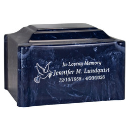 Claremont Cultured Marble Cremation Urn - Navy Blue with Optional Engraving