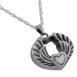 Tiny Heart Angel Wings Cremation Jewelry