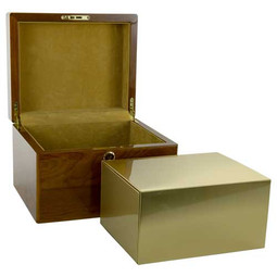 Devotion Oak Memorial Chest Urn - Shown with Optional Brass Insert - Sold Separately