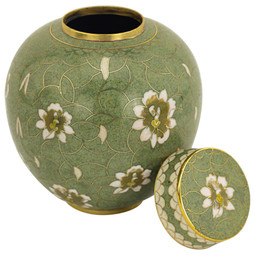 Pear Blossom Cloisonne Extra Small Urn - Shown with Lid Off