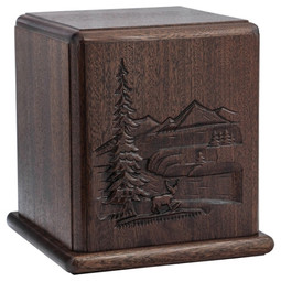 In the Woods Carved Wood Cremation Urn