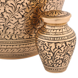 Leaves of Gold Keepsake Urn - Close Up Detail Shown