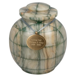 Mosaic Green Onyx Cremation Urn - Shown with Pendant Option