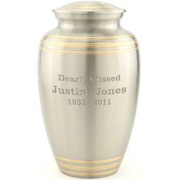 Back View of Embossed Heart Cremation Urn for Ashes with Engraving Sample (Optional)