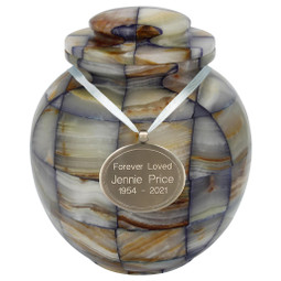 Mosaic Blue Onyx Cremation Urn - Shown with Pendant Option