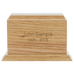Road Home Oak Keepsake Urn w/ Direct Engraving Sample