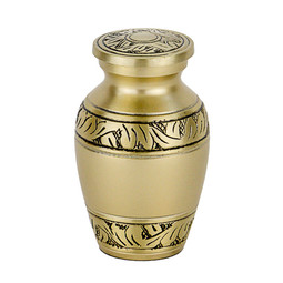 Classic Laurel Gold Keepsake Brass Cremation Urn