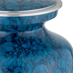 Marbled Turquoise Cremation Urn - Close Up Detail Shown
