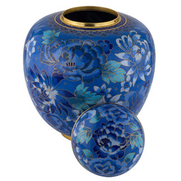 Azure Blue Cloisonne Urn - Shown with Lid Off