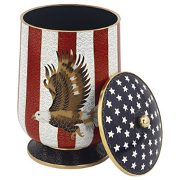 Patriotic Eagle Cloisonne Urn - Shown with Lid Off
