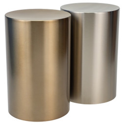 Stainless Steel Gold Cylinder Urn - Shown with Matching Silver Urn - Sold Separately