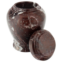 Burgundy Marble Extra Small Urn - Shown with Lid Off