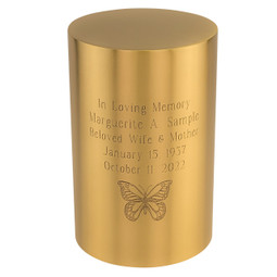 Bronze Cylinder Urn - Gold with Optional Engraving