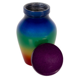 Rainbow Shimmer Keepsake Urn - Shown with Lid Off