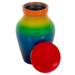 True Rainbow Keepsake Urn with Lid Off