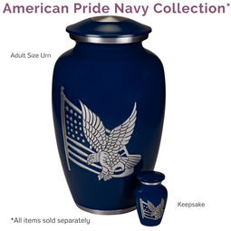 American Pride Brass Urn in Navy Collection - Pieces Sold Separately