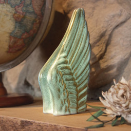 Angel Wings Ceramic Keepsake Urn Serene on Mantel Shelf