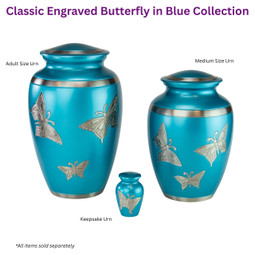 Classic Engraved Butterfly Urn Collection Blue - Pieces Sold Separately