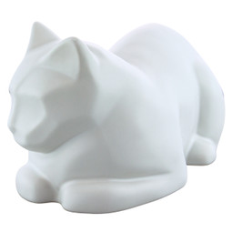 Ceramic Cat Urn for Ashes White - View of Side